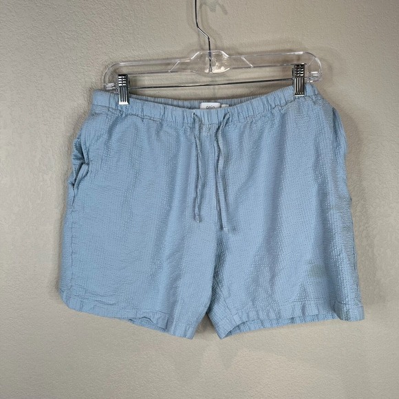Onia Women's Waffle‎ Knit Shorts Elastic Waist Drawstring Blue Size L - Picture 1 of 13